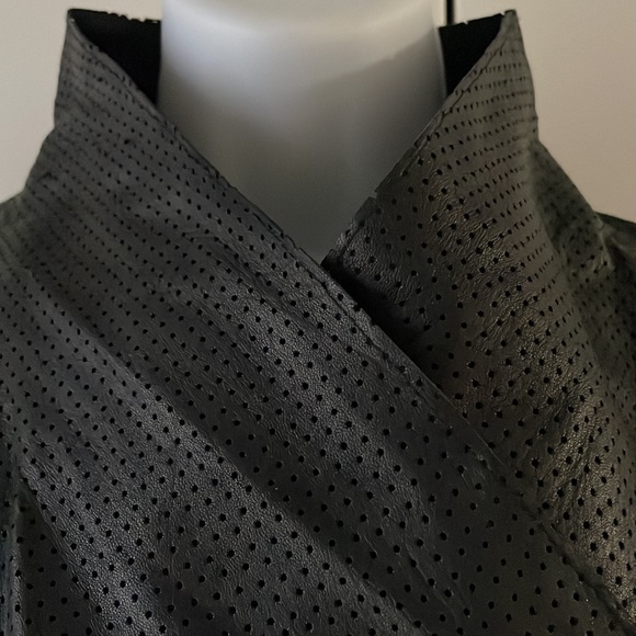 Osken black perforated leAther jacket - Picture 4 of 10